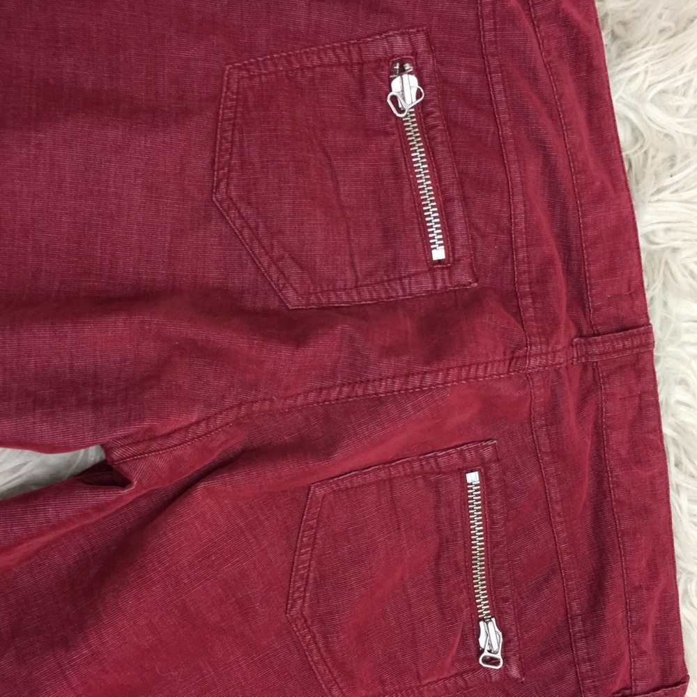 Isabel Marant Red IVO Zipper Corduroy Crop Pants - Picture 3 of 8